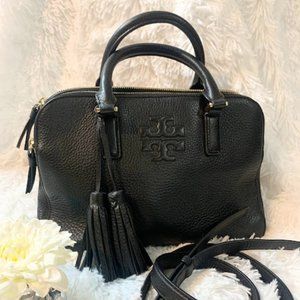 Tory Burch Thea Rounded Double Zip Black Crossbody Bag